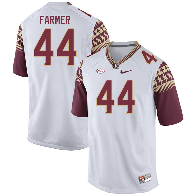Men #44 Joshua Farmer Florida State Seminoles College Football Jerseys Stitched-White - Click Image to Close